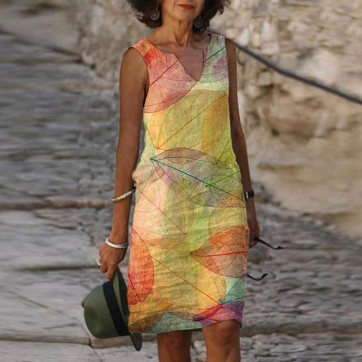 Helena | Damen Sommerkleid mit Blätterdruck