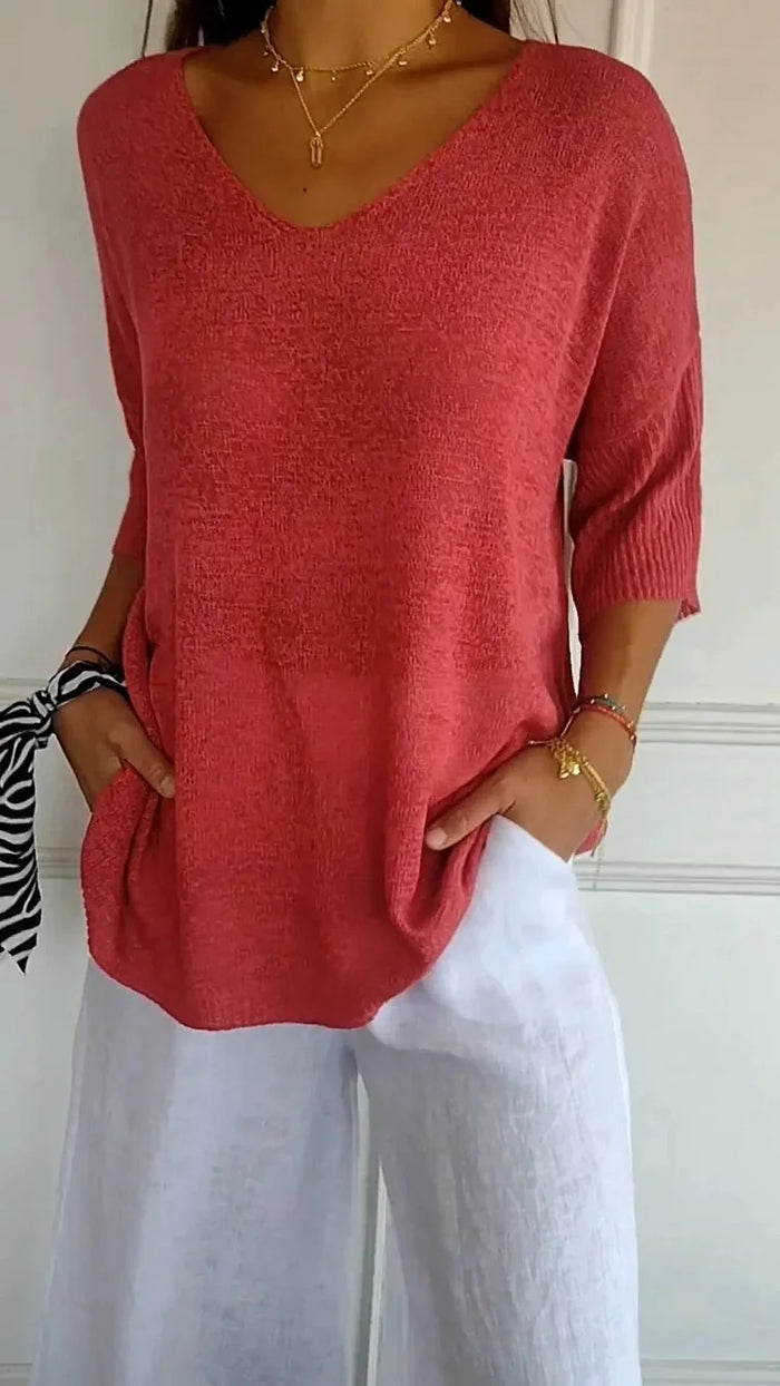 Johanna | Damen Bluse mit V-Ausschnitt
