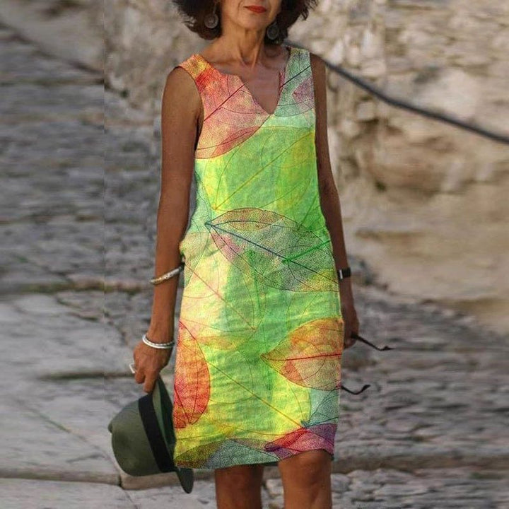 Helena | Damen Sommerkleid mit Blätterdruck