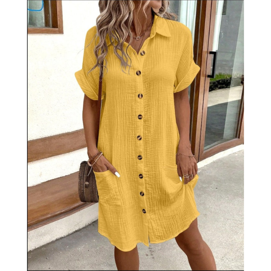 Hanna | Damen Hemdkleid mit Knopfleiste