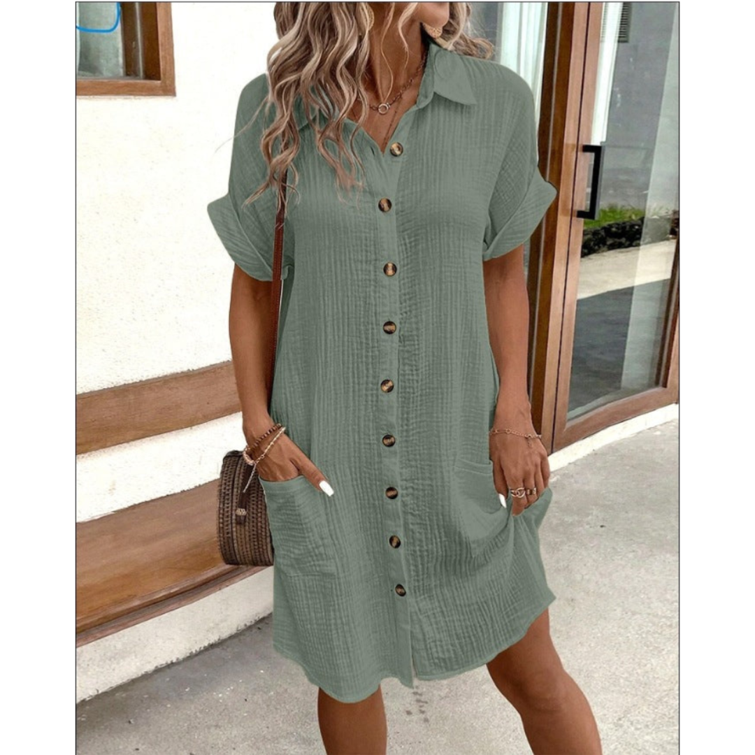 Hanna | Damen Hemdkleid mit Knopfleiste
