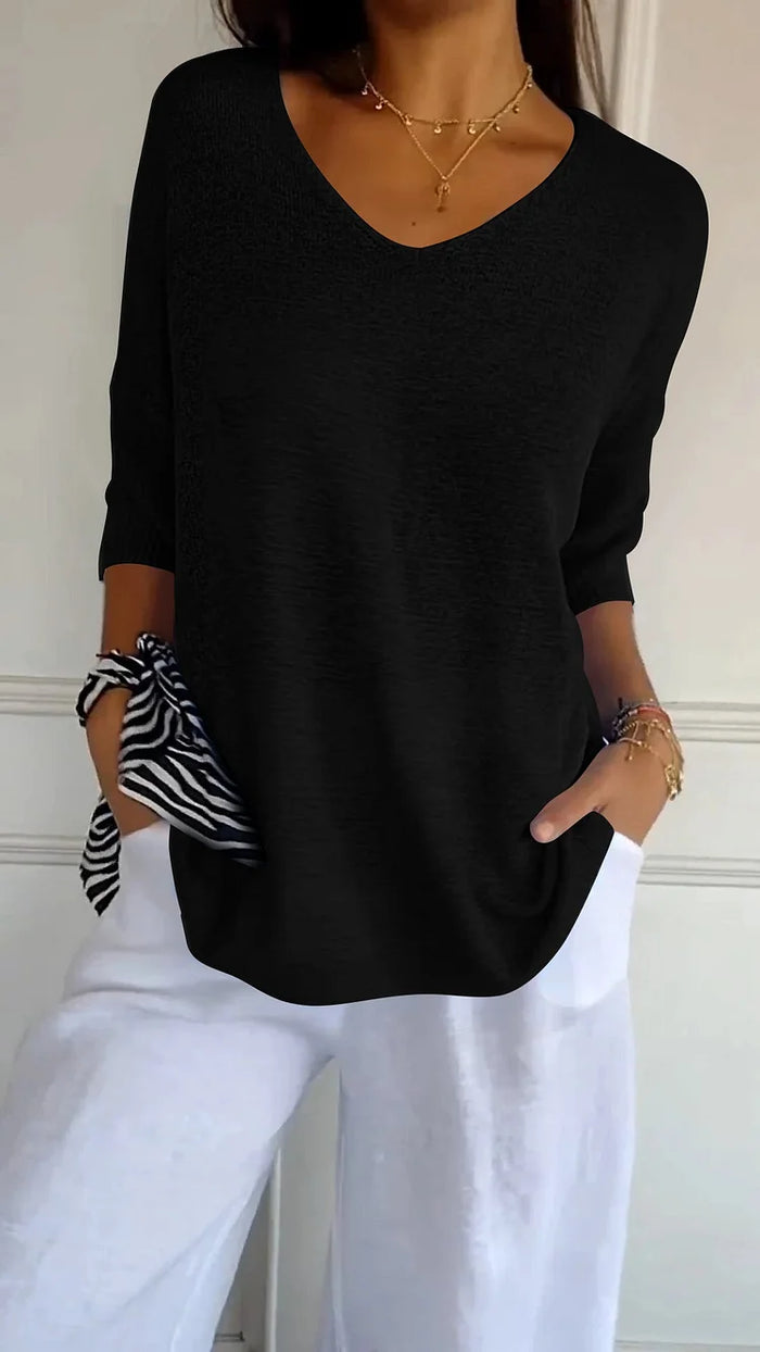 Johanna | Damen Bluse mit V-Ausschnitt