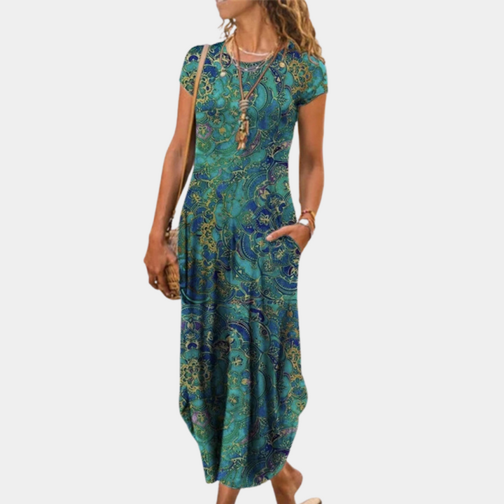 Mia | Damen Maxikleid mit geometrischem Muster