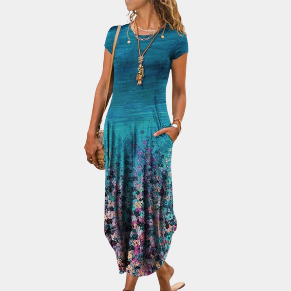 Mia | Damen Maxikleid mit geometrischem Muster