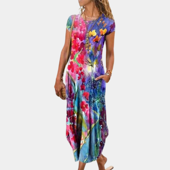 Mia | Damen Maxikleid mit geometrischem Muster