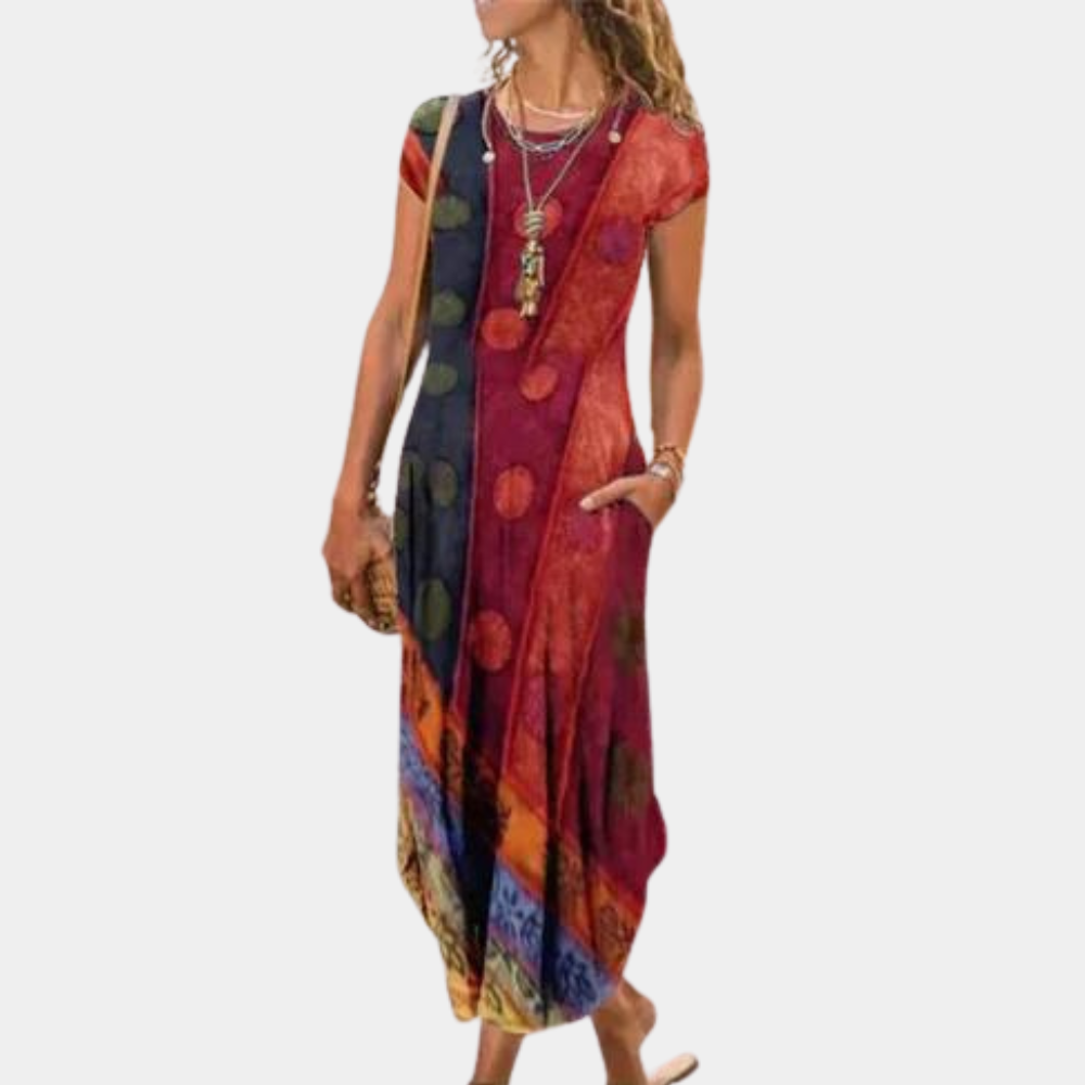 Mia | Damen Maxikleid mit geometrischem Muster