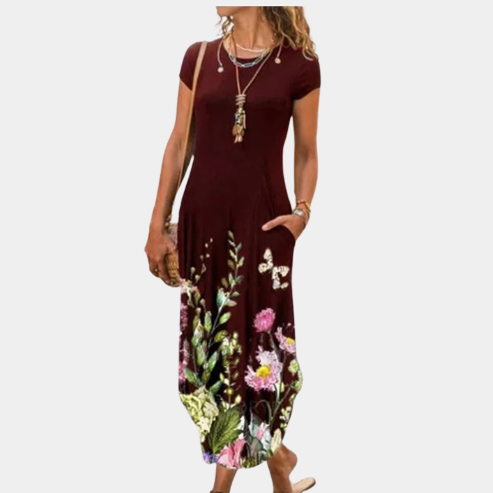 Mia | Damen Maxikleid mit geometrischem Muster