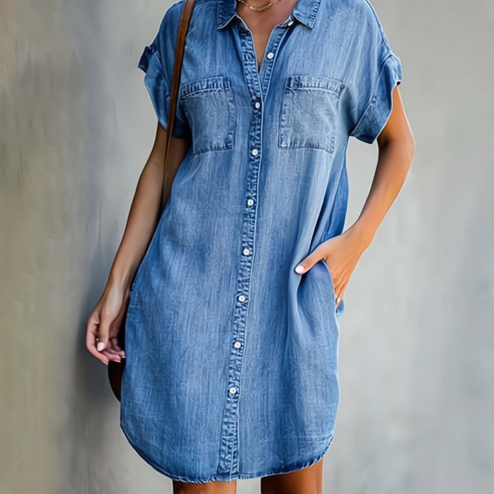 Lea | Damen Hemdkleid mit Knopfleiste