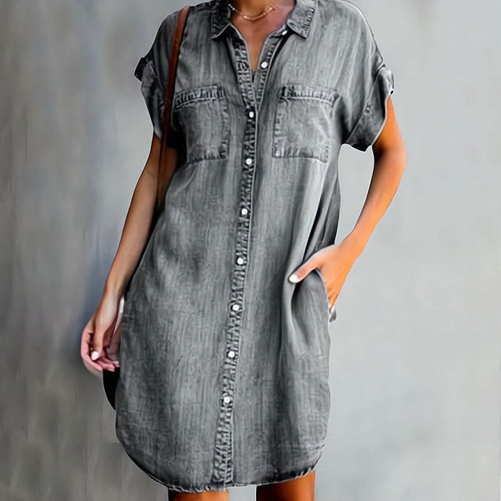 Lea | Damen Hemdkleid mit Knopfleiste