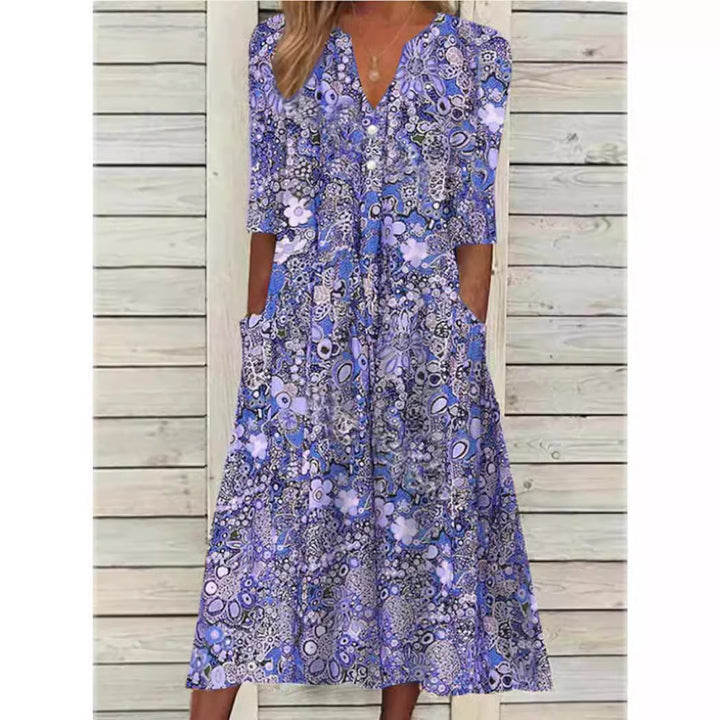 Emma | Damen Blumenkleid mit V-Ausschnitt