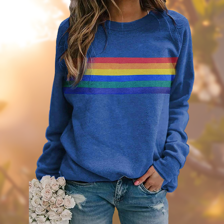Eloria | Damen Sweatshirt mit Regenbogenstreifen