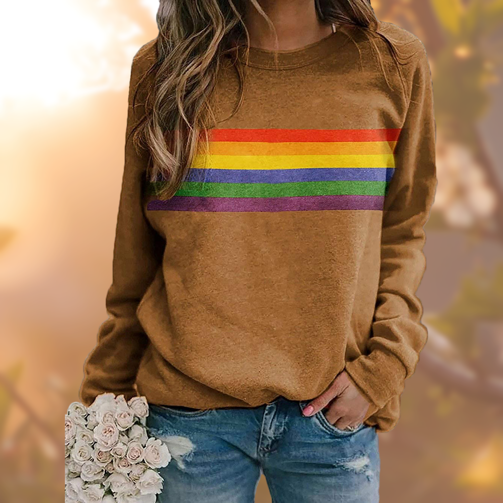 Eloria | Damen Sweatshirt mit Regenbogenstreifen
