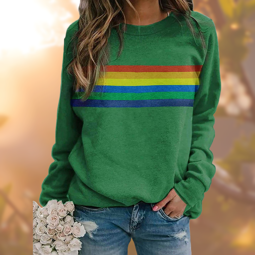 Eloria | Damen Sweatshirt mit Regenbogenstreifen