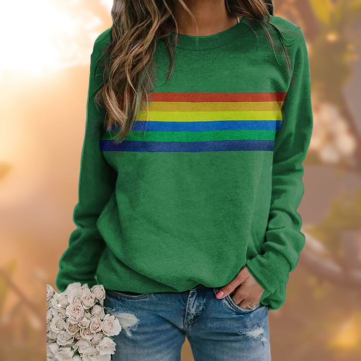 Eloria | Damen Sweatshirt mit Regenbogenstreifen