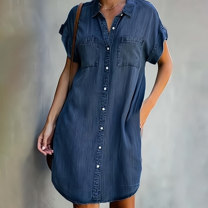 Lea | Damen Hemdkleid mit Knopfleiste