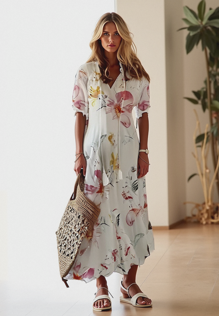 Avelina | Blumen Damen Maxikleid