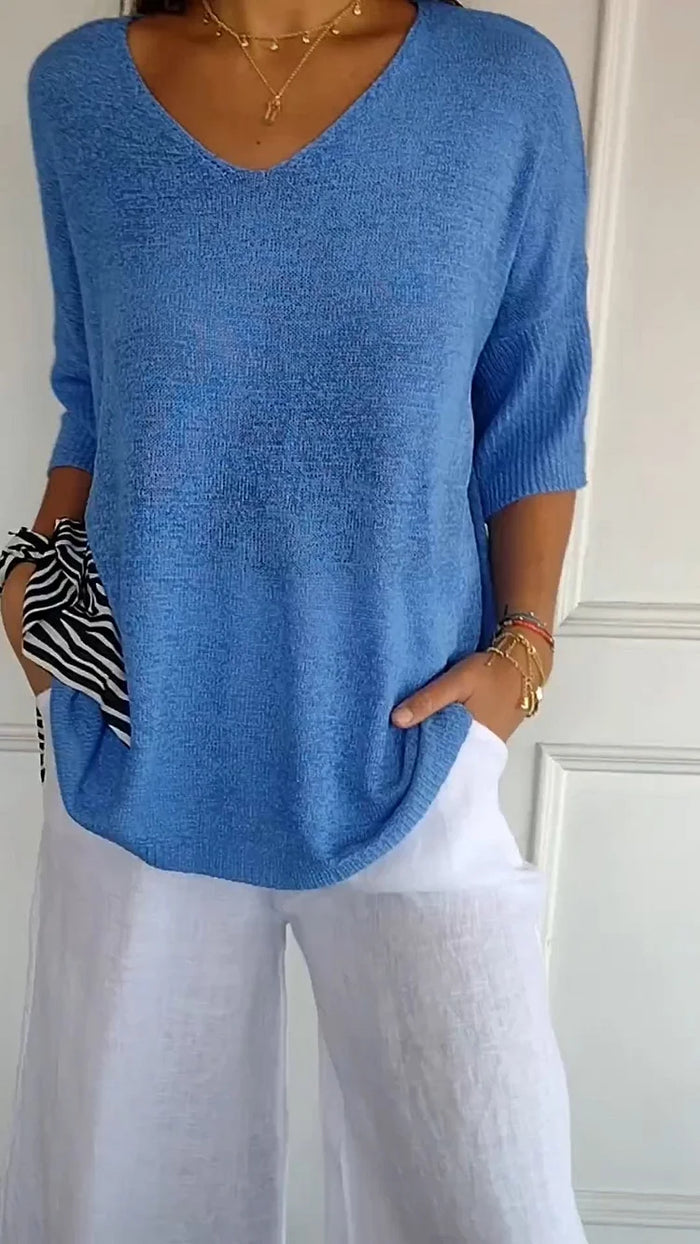 Johanna | Damen Bluse mit V-Ausschnitt