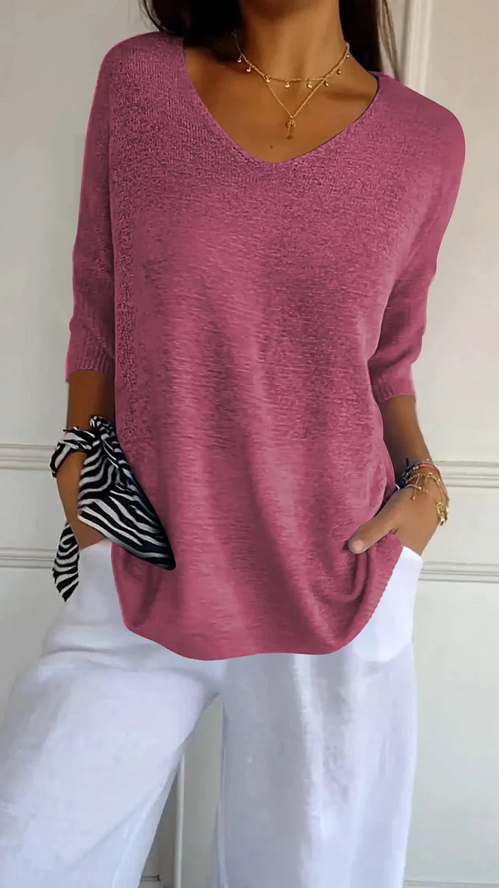 Johanna | Damen Bluse mit V-Ausschnitt