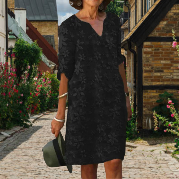 Selina | Damen Sommerkleid mit Blumenstickerei