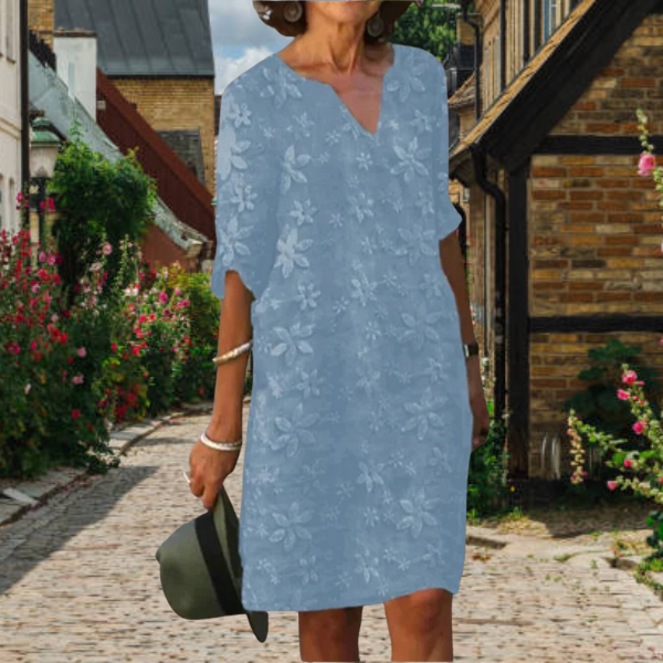 Selina | Damen Sommerkleid mit Blumenstickerei